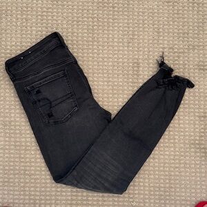 American Eagle Outfitters Black Distressed Jeggings